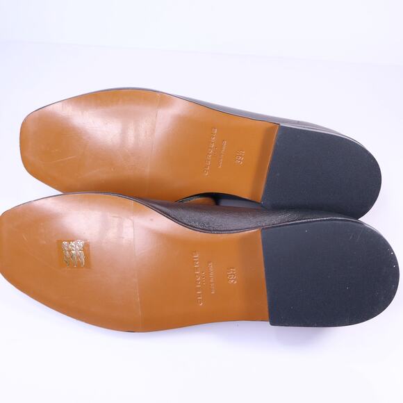 CLERGERIE Olympia Leather Smoking Loafers Pewter Metallic Flats Women's 39.5 - Picture 9 of 10